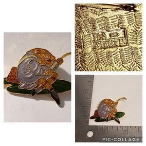 Vintage Toad on Lily Pad FW & CO 92 Cloisonne Pin Brooch Frog